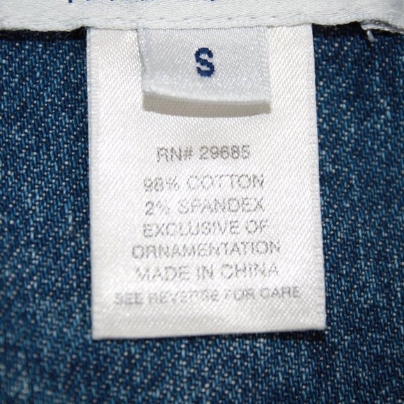 Vintage Pendleton Floral Embroidered & Beaded Denim Vest Size S - Picture 8 of 9